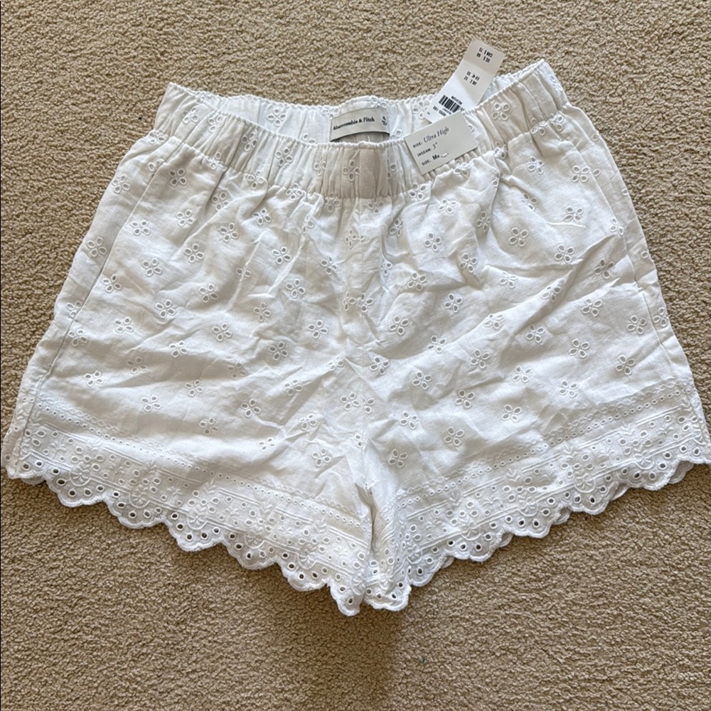 Abercrombie & Fitch High Waist White Eyelet Shorts
